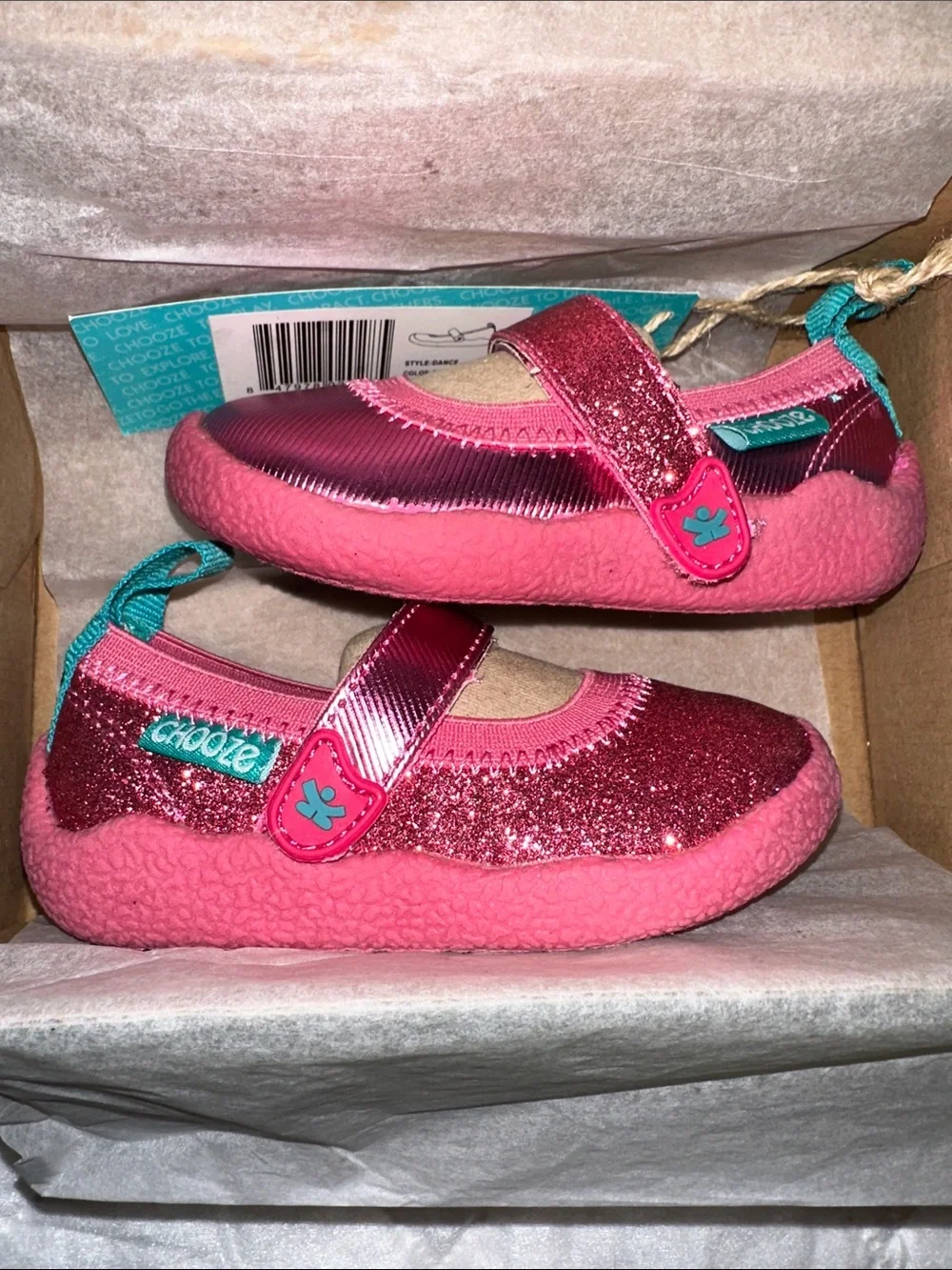 Chooze Fuchsia Pink Glitter & Metallic Mary Janes Size 4T